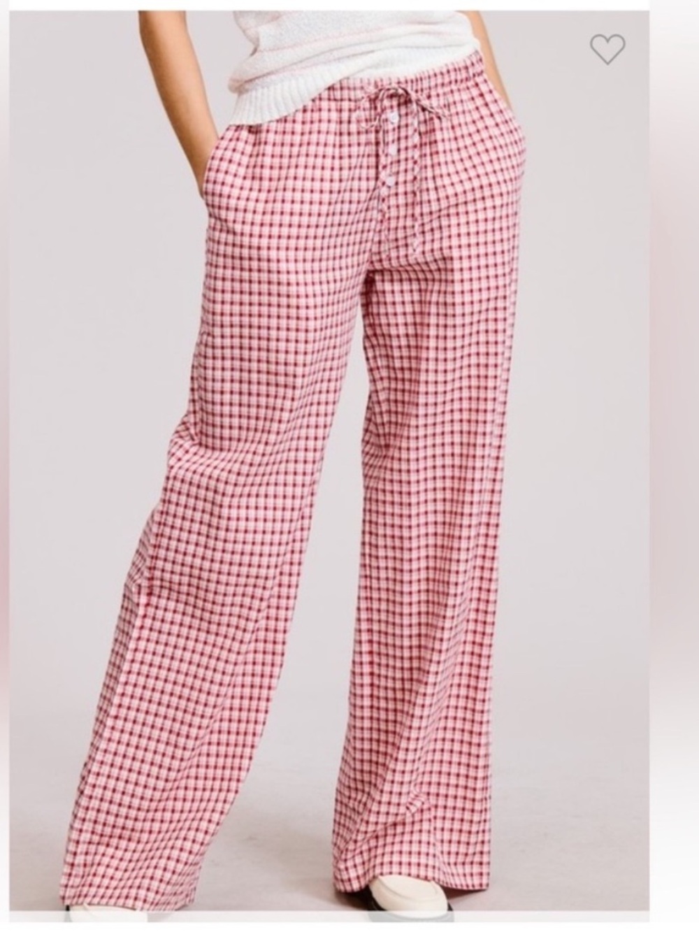Mimosa Ginham Checkered Wide Leg Lounge Pants Sz Sm. Like new. - Picture 7 of 10